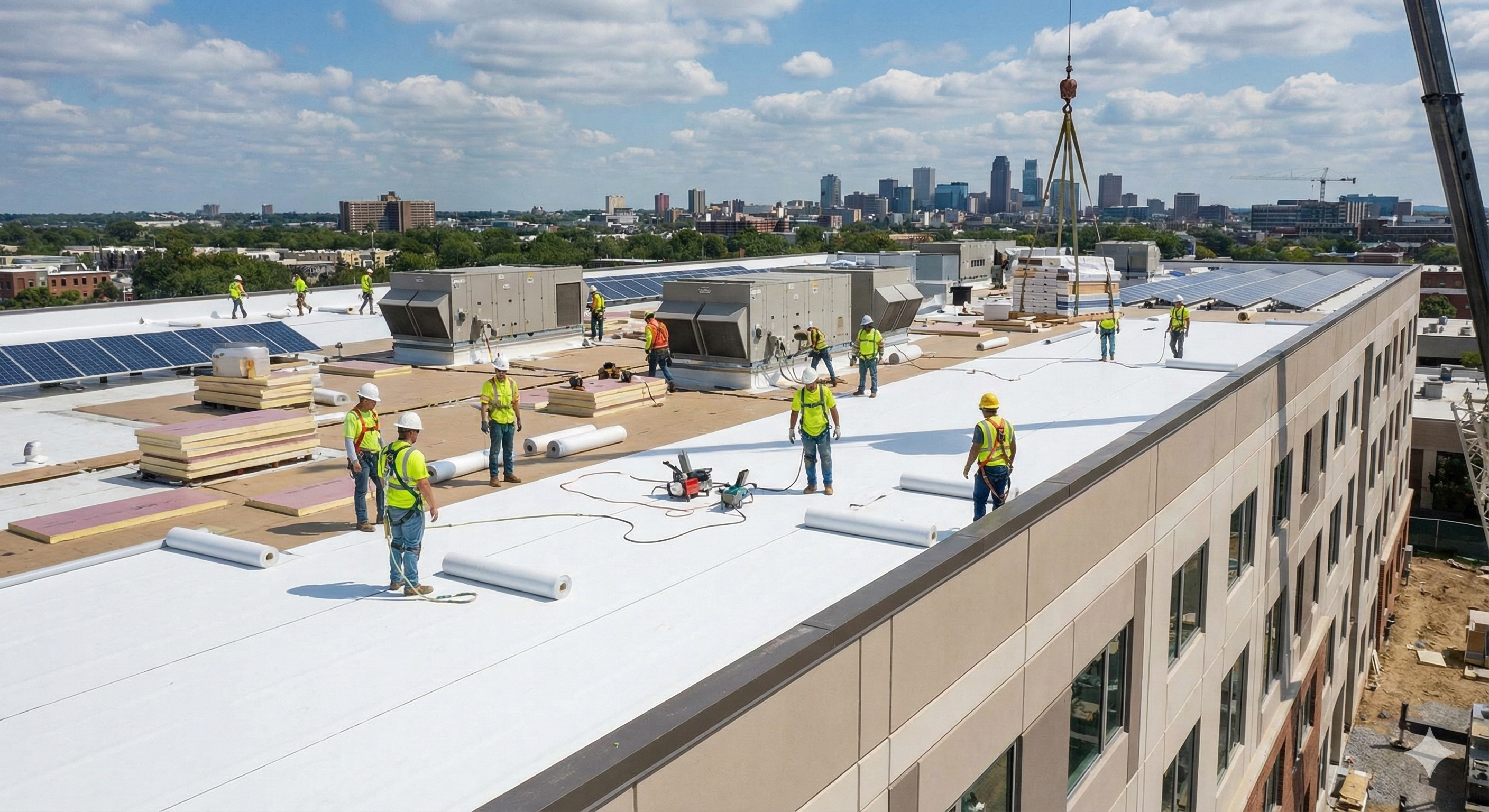 skilled commercial roof installation by Ready Roofing Systems